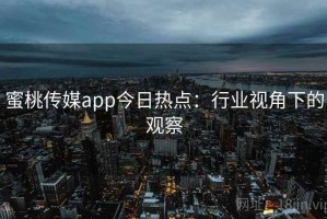 蜜桃传媒app今日热点：行业视角下的观察