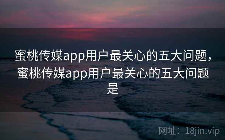 蜜桃传媒app用户最关心的五大问题，蜜桃传媒app用户最关心的五大问题是